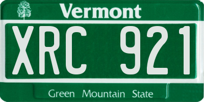 VT license plate XRC921