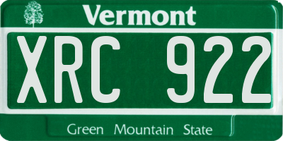 VT license plate XRC922