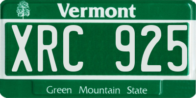 VT license plate XRC925