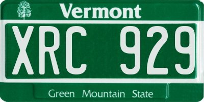 VT license plate XRC929