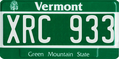 VT license plate XRC933