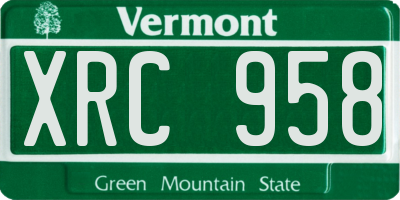 VT license plate XRC958