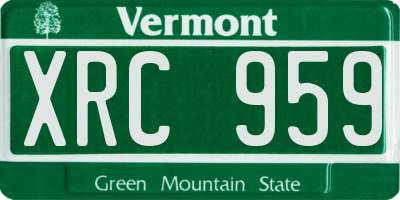 VT license plate XRC959