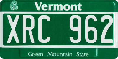 VT license plate XRC962