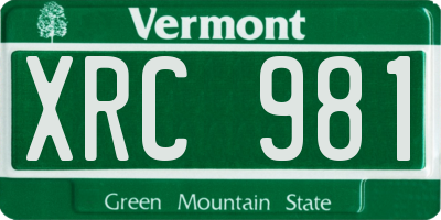 VT license plate XRC981