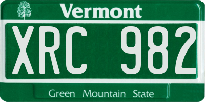 VT license plate XRC982