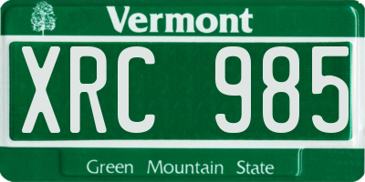 VT license plate XRC985