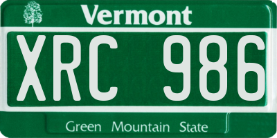 VT license plate XRC986