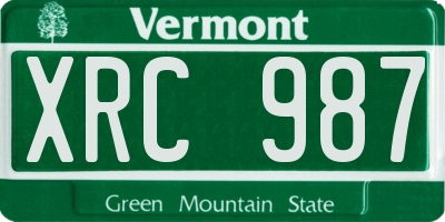 VT license plate XRC987
