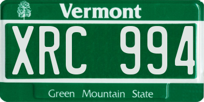 VT license plate XRC994