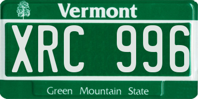 VT license plate XRC996