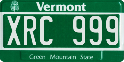 VT license plate XRC999