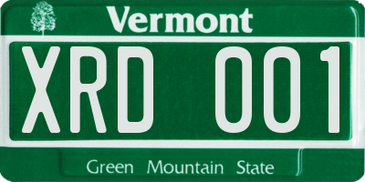 VT license plate XRD001