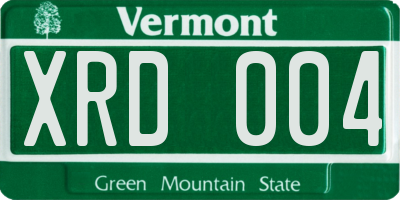 VT license plate XRD004