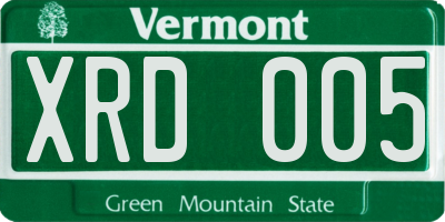 VT license plate XRD005