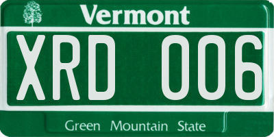 VT license plate XRD006