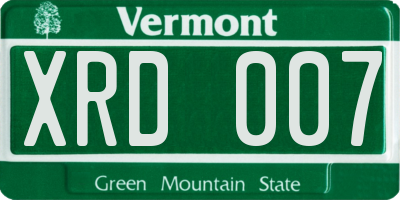 VT license plate XRD007