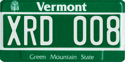 VT license plate XRD008