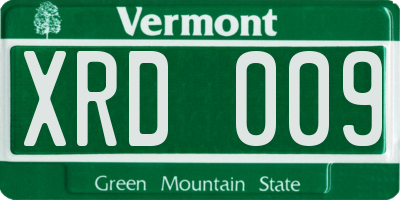 VT license plate XRD009