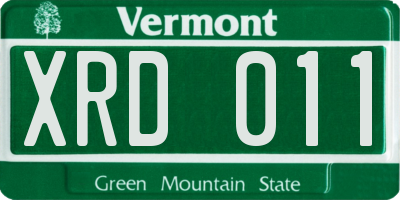 VT license plate XRD011