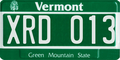 VT license plate XRD013