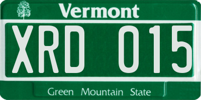 VT license plate XRD015