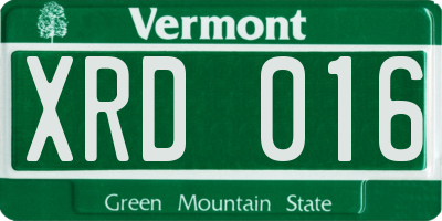 VT license plate XRD016