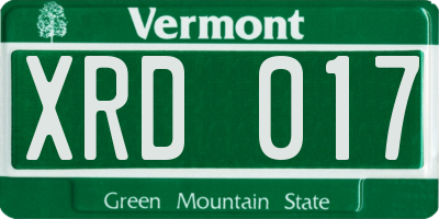 VT license plate XRD017