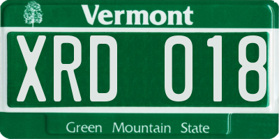 VT license plate XRD018