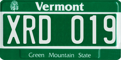 VT license plate XRD019