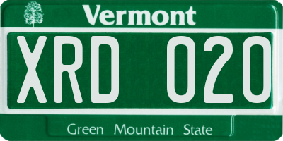 VT license plate XRD020