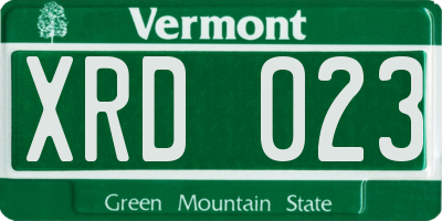 VT license plate XRD023