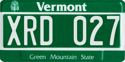 VT license plate XRD027