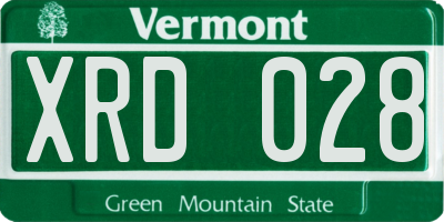 VT license plate XRD028