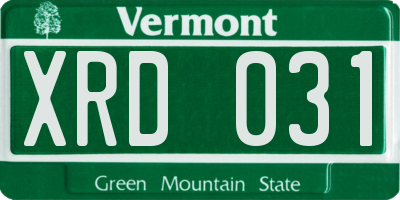 VT license plate XRD031
