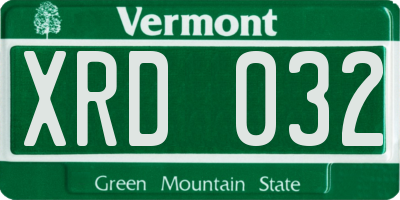 VT license plate XRD032