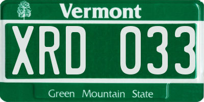 VT license plate XRD033