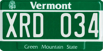 VT license plate XRD034