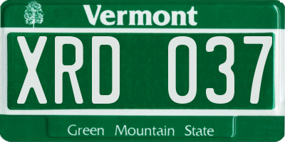 VT license plate XRD037
