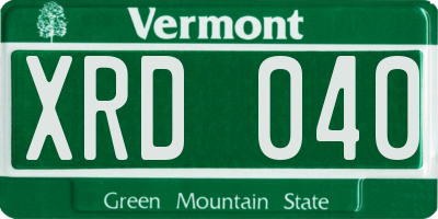 VT license plate XRD040