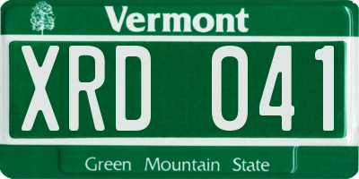 VT license plate XRD041