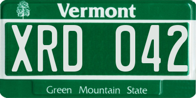 VT license plate XRD042