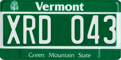 VT license plate XRD043