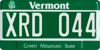 VT license plate XRD044