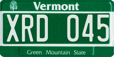 VT license plate XRD045