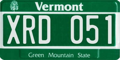 VT license plate XRD051