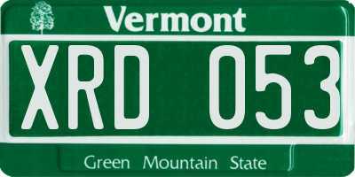 VT license plate XRD053