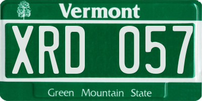 VT license plate XRD057
