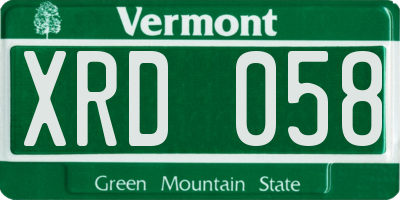 VT license plate XRD058