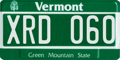 VT license plate XRD060